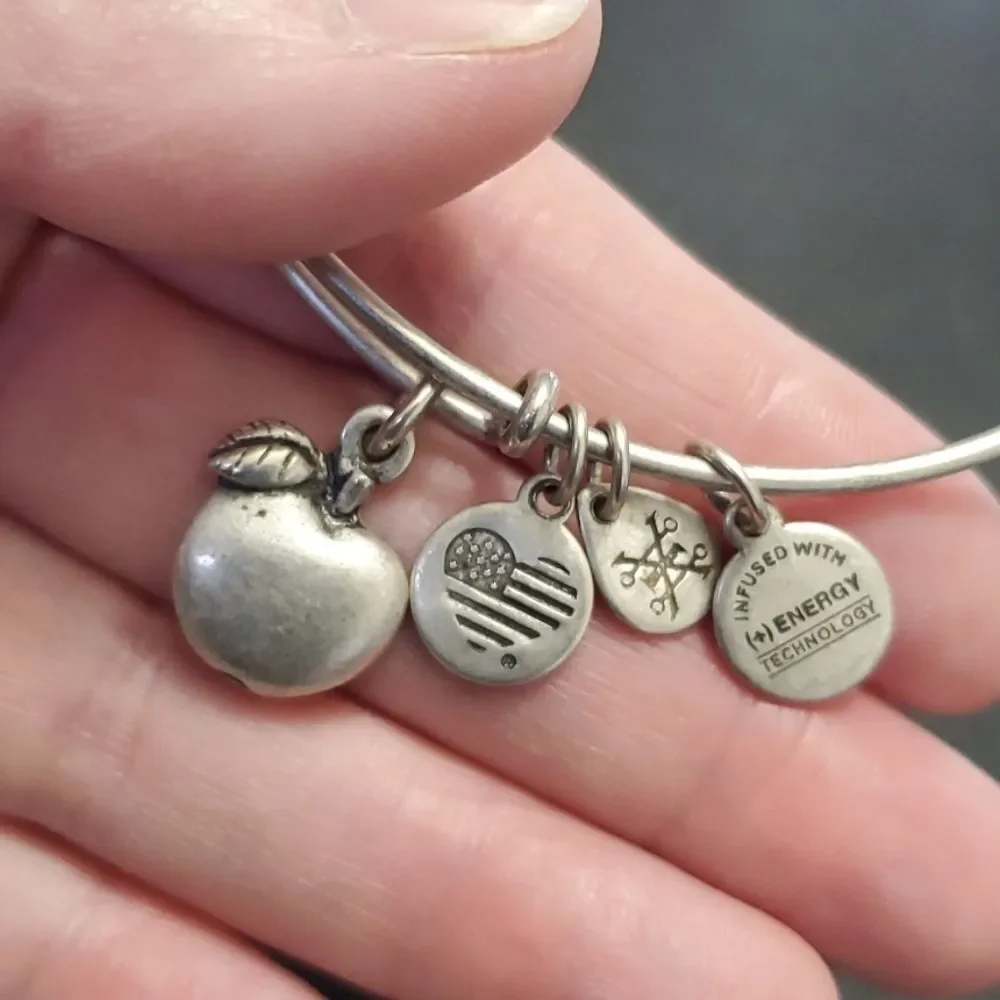 Alex and Ani silver tone apple bracelet 7.5